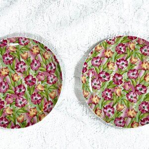 Springfield England All Flower Salad Plate - Set of 2, Chintz Style, Pink Backgr